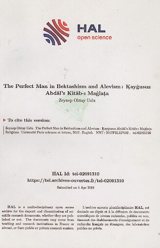 The Perfect Man in Bektashism and Alevism: Kaygusuz Abdal`s Kitab-i Maglata